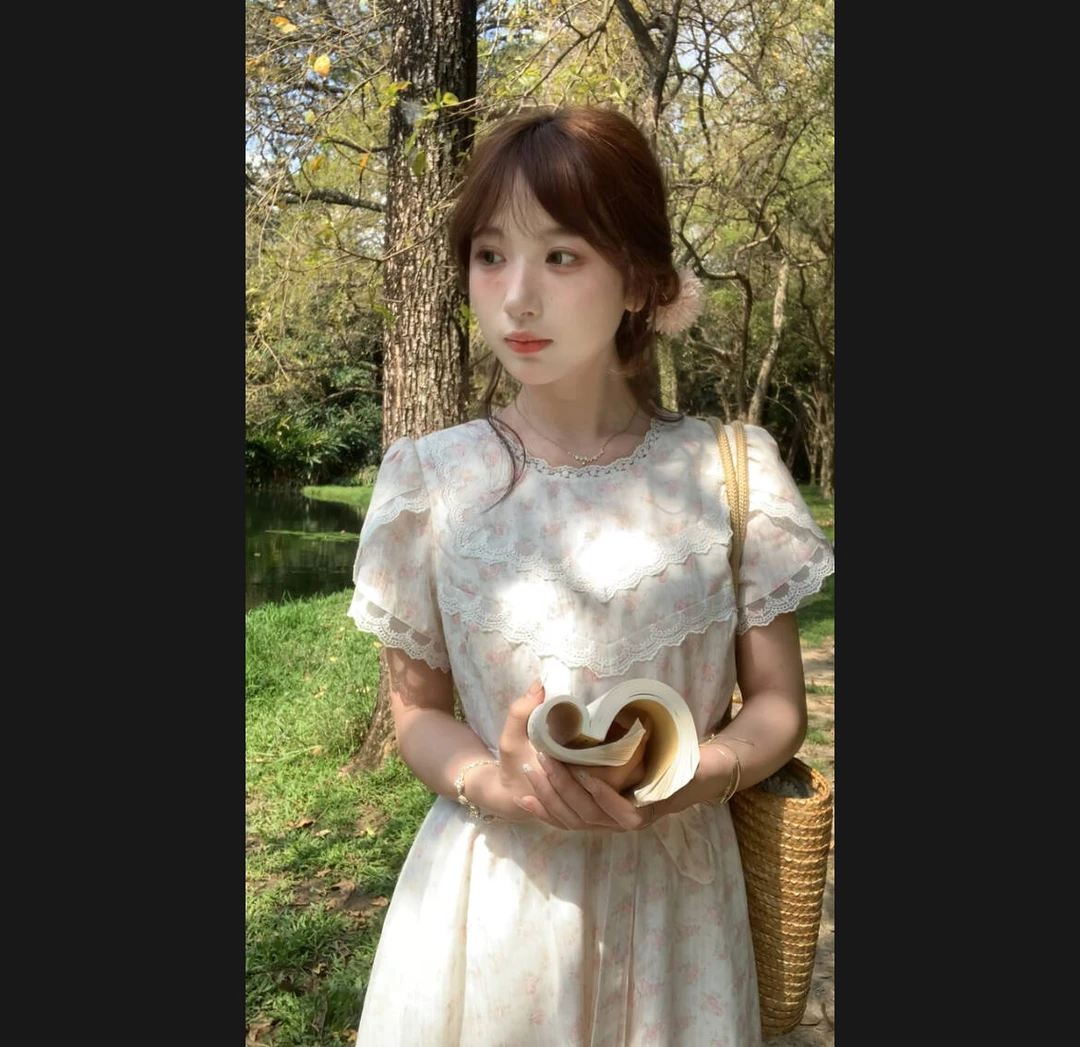 05.24【蔡不理自制】椿屿 夏季新款甜妹双层水溶蕾丝连衣裙复古温柔