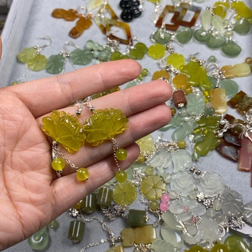 【闪购商品】未镶嵌蛇纹石玉挂件耳饰耳环项链