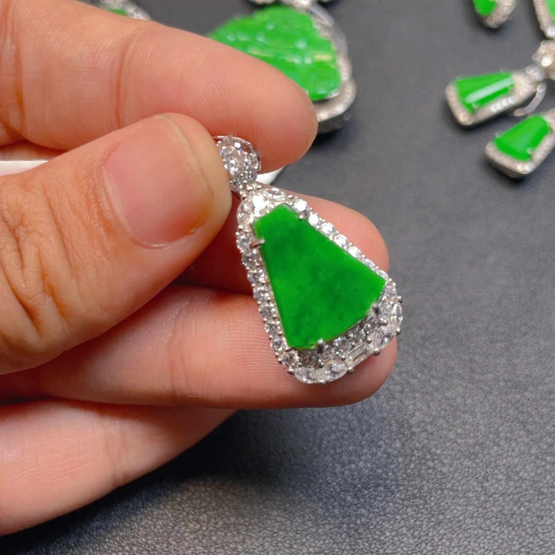 翡翠银S925镶嵌吊坠(不含链)