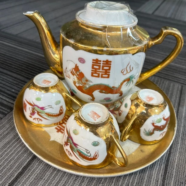 仿古瓷 567时期景德镇金喜字茶套