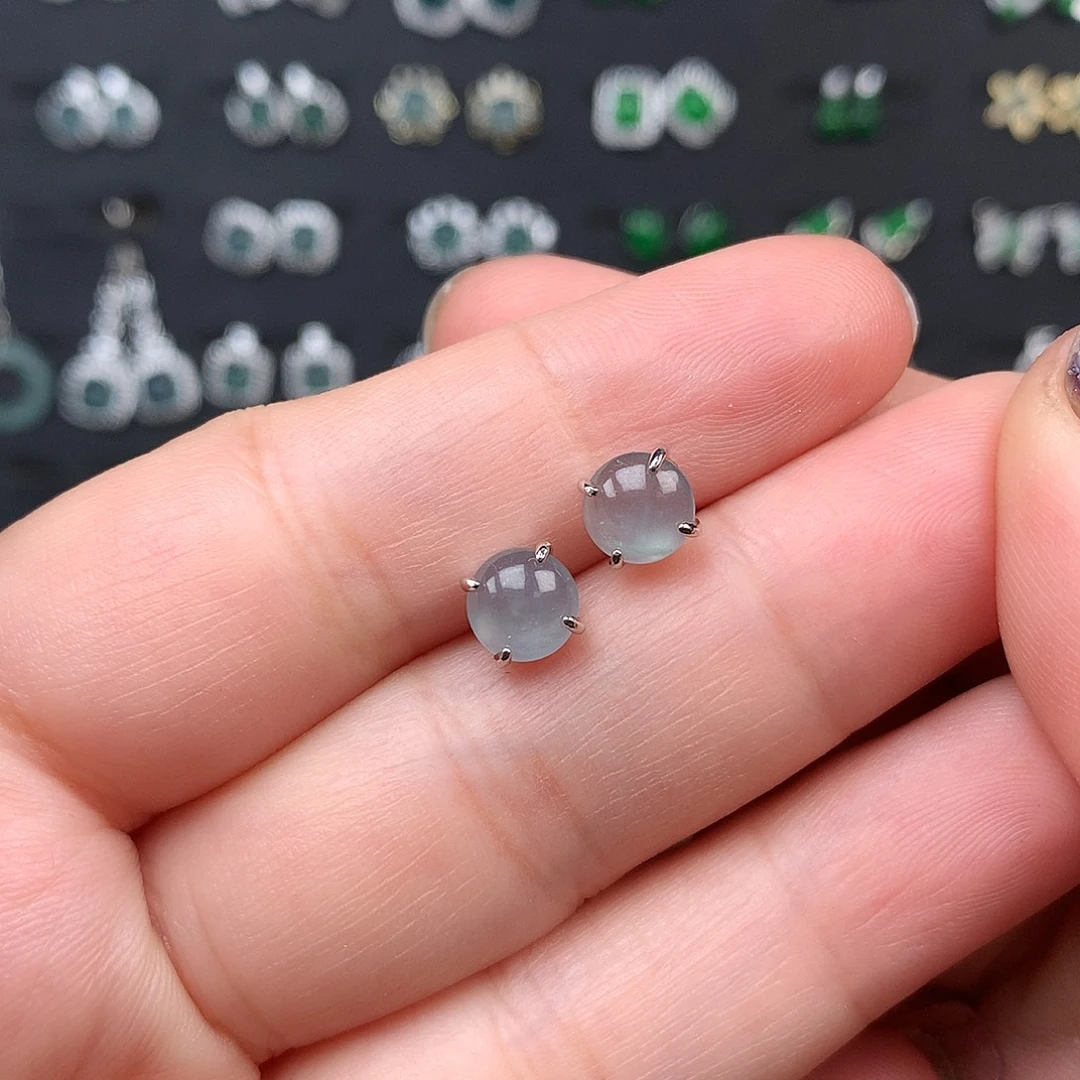 翡翠银S925镶嵌耳饰