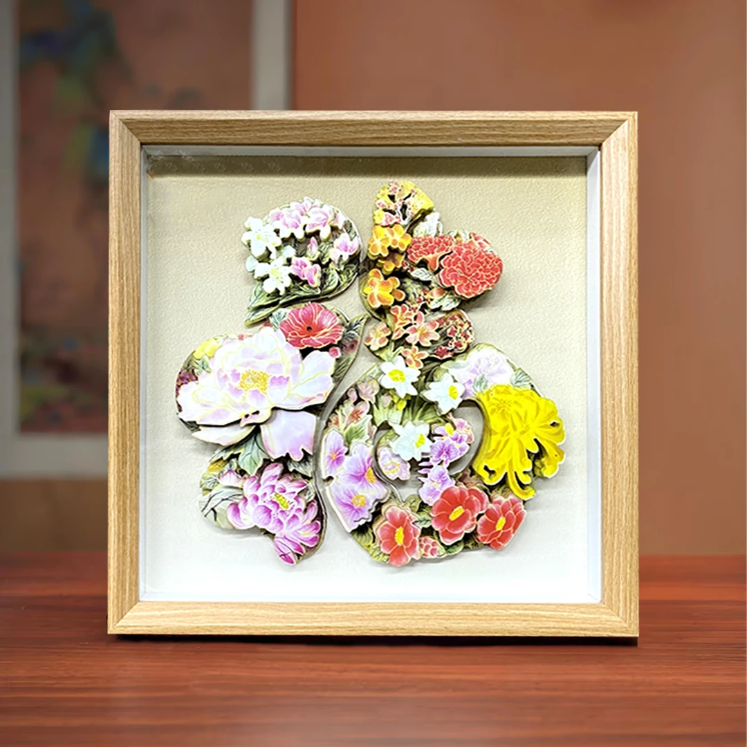益师傅花百福玄关摆件桌面工艺品剪纸文创乔迁礼物房间装饰福2727