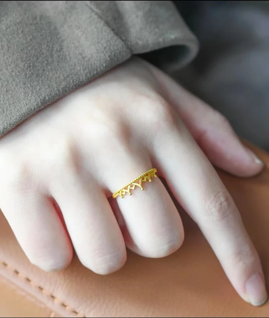 足银戒指 皇冠开口戒指