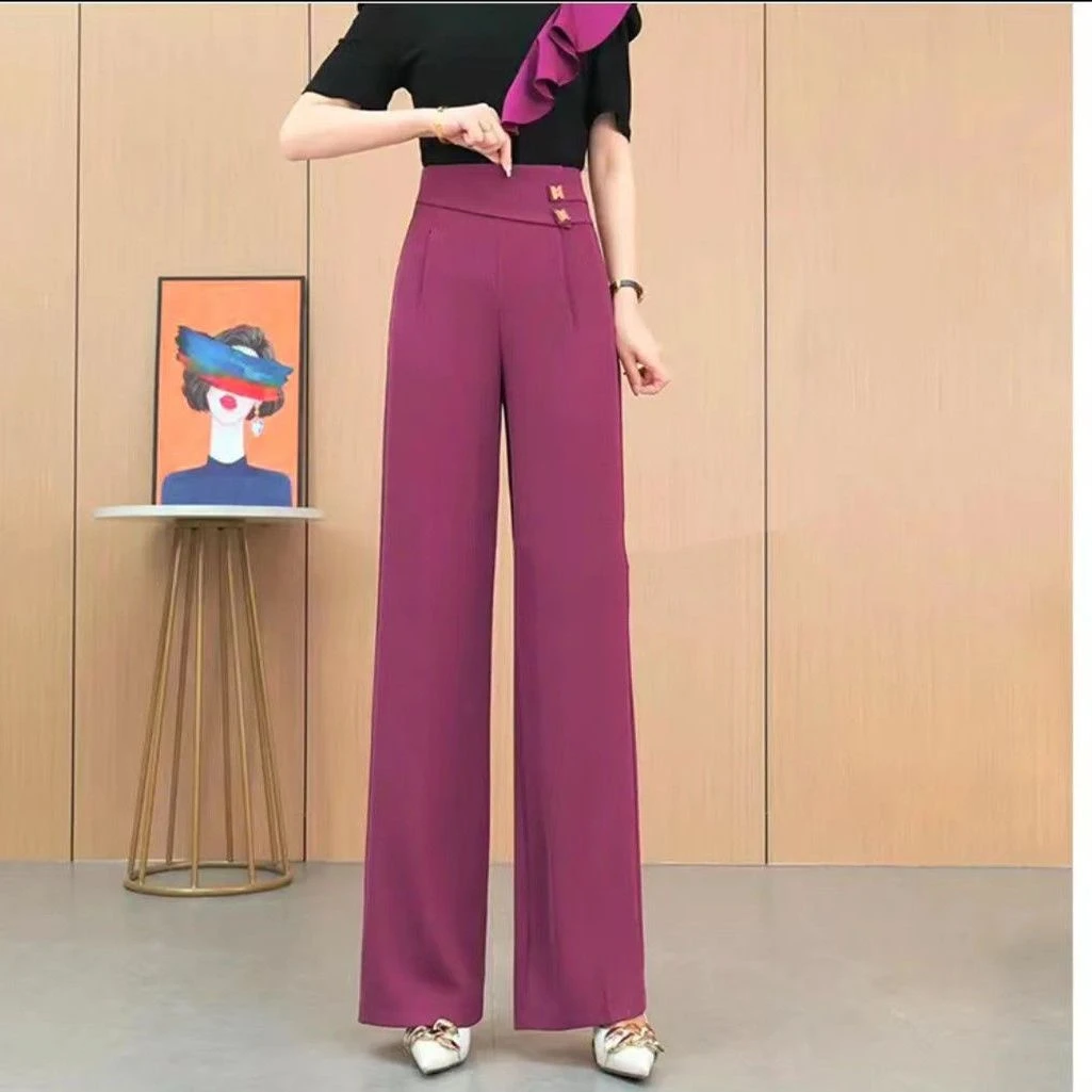 服装2025夏季新款时尚韩版气质宽松百搭高腰阔腿裤女设计感时睡衣