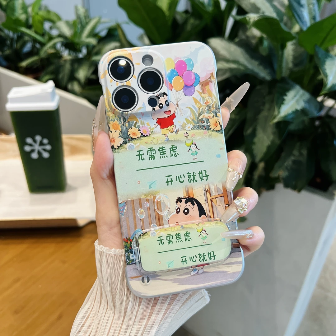 开心就好适用苹果16/华为Pura70/OPPO/vivo/小米无边框支架手机壳