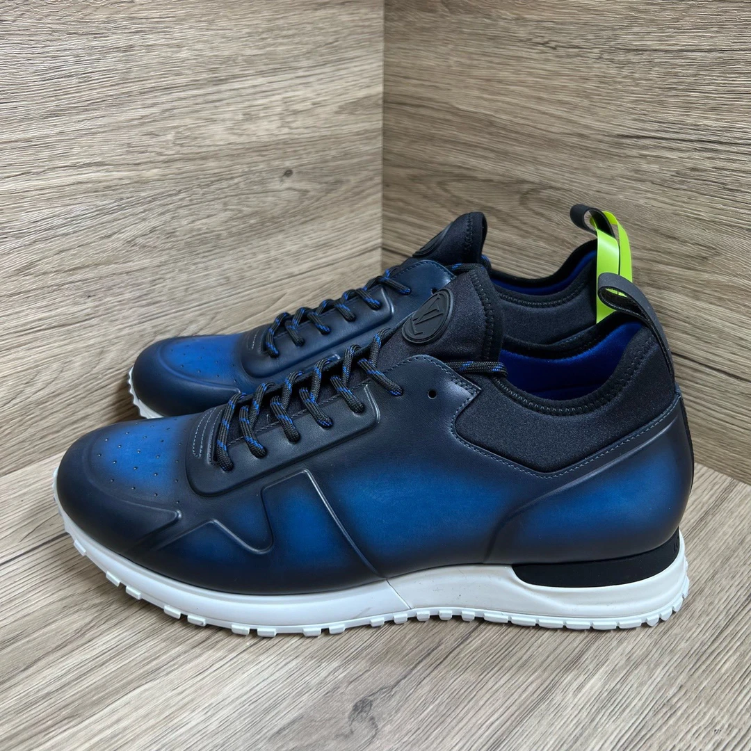 99新 LouisVuitton/路易威登 Run Away 蓝黑皮面运动鞋 43码