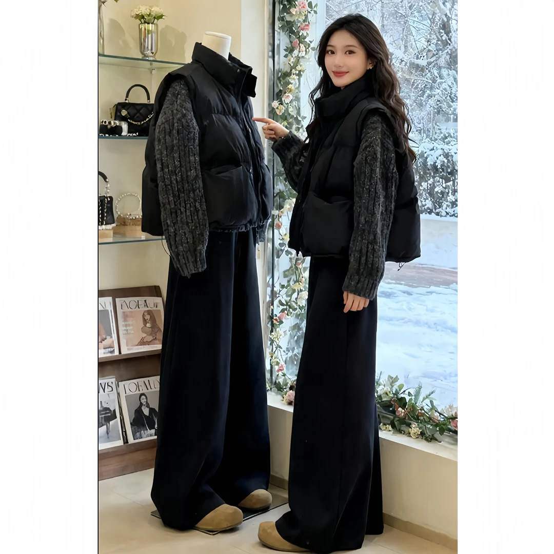 SHALLDOER【初学日记】欧货套装女休闲宽松慵懒风上衣+马甲阔腿裤子