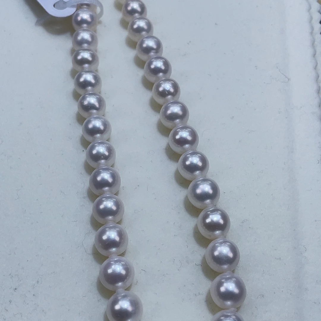 淡水珍珠颈饰银S925镶嵌8-9m雪山白炫彩正圆！