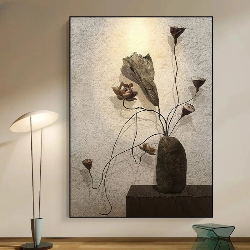 a48日式侘寂风客厅沙发背景墙画入户玄关过道装饰画