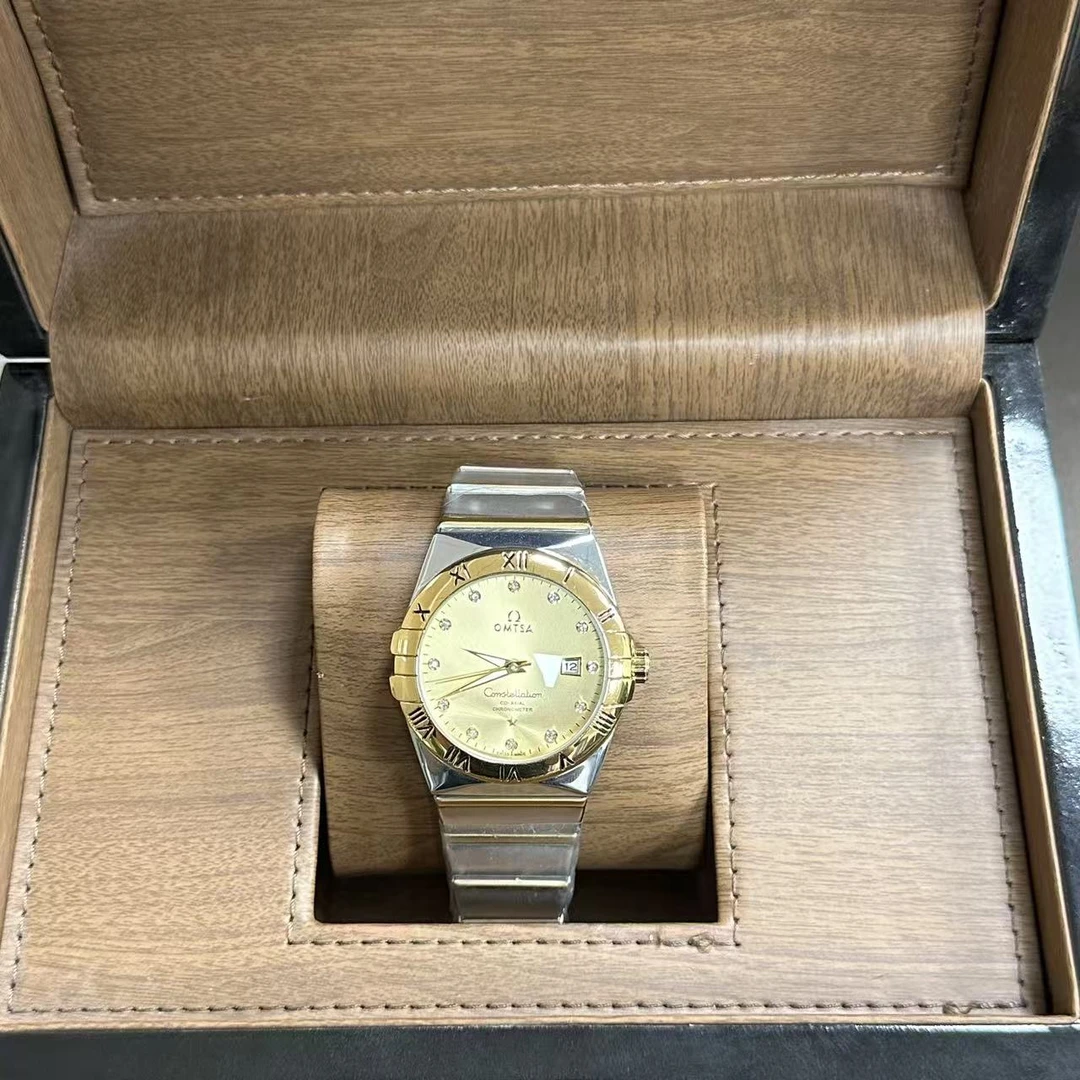 全新未使用/OMTSA/星座/金盘/男女款全自动机械腕表/25年现货全套