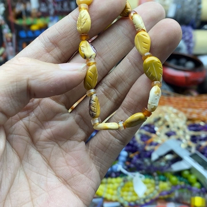 玛瑙/玉髓合金珠宝半成品一条阿拉善树叶A911