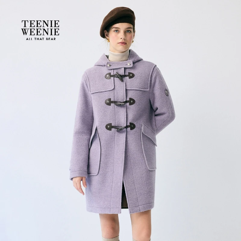 *TeenieWeenie小熊女绵羊毛牛角扣毛呢大衣25秋新外套TTJW254TC2E