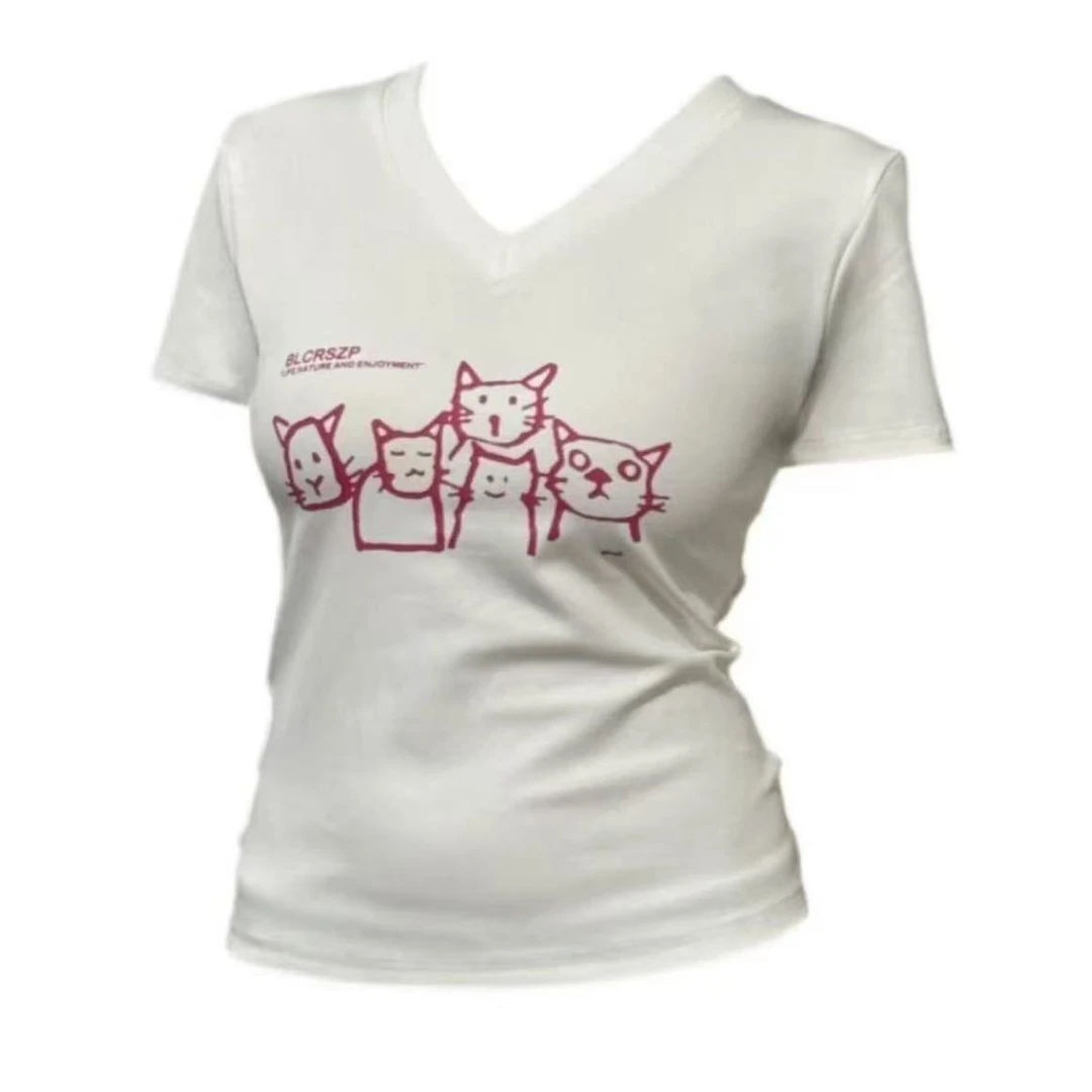 【黑猫小姐】特鲁推荐小猫收腰正肩带垫肩短袖上衣潮