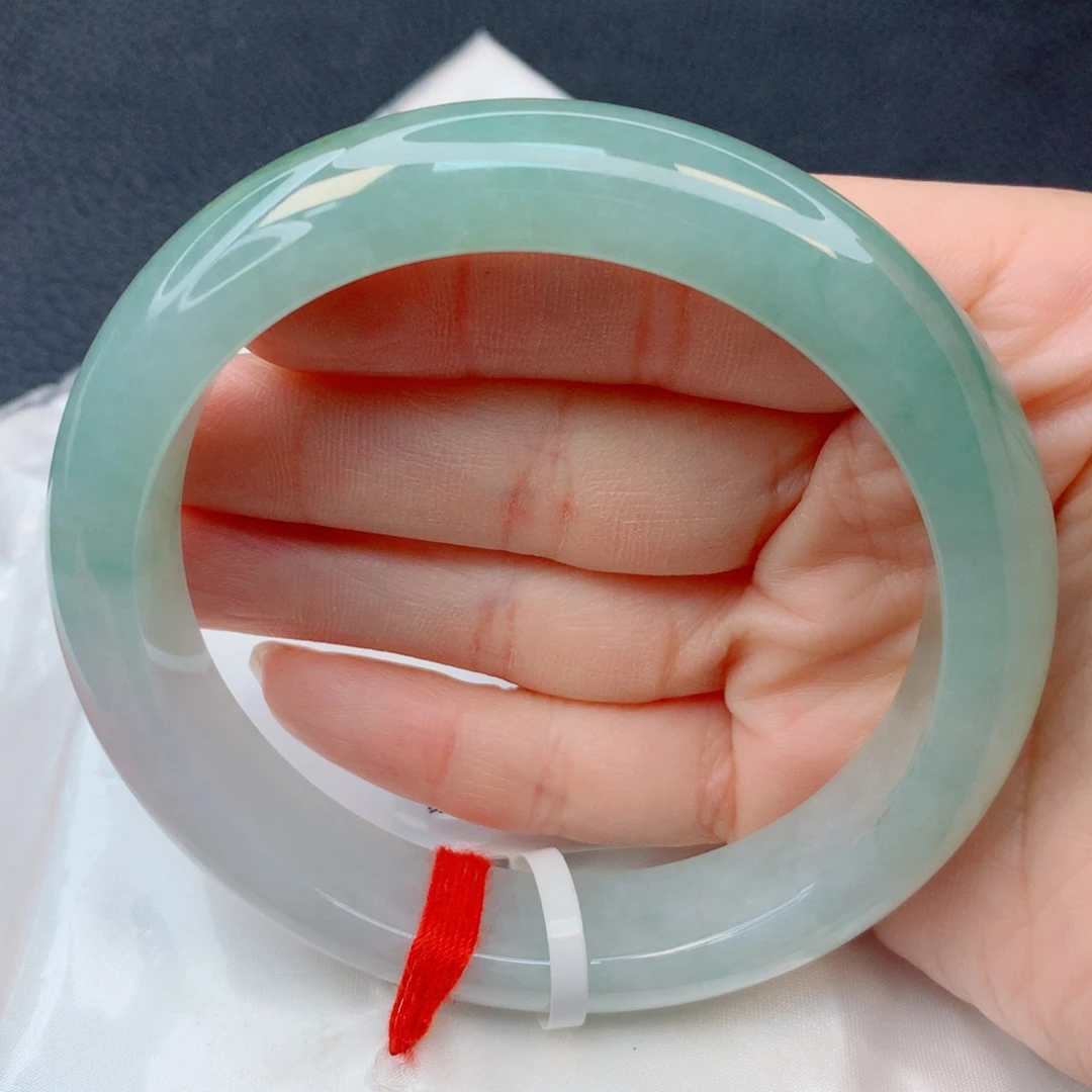 翡翠未镶嵌手镯61-62半山水湖水绿