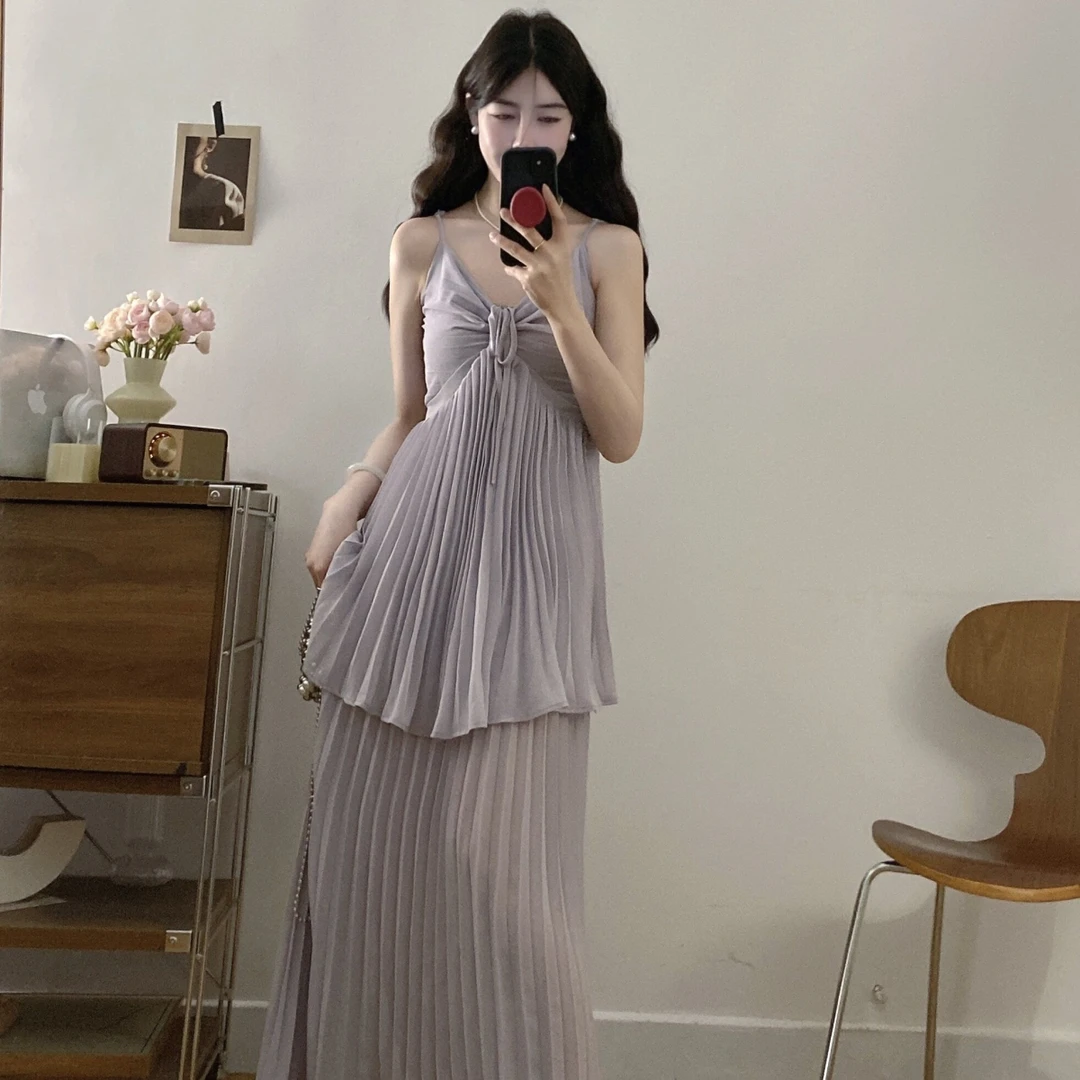 纯欲辣妹气质紫色吊带连衣裙女装2025夏季新款海边度假超仙长裙52