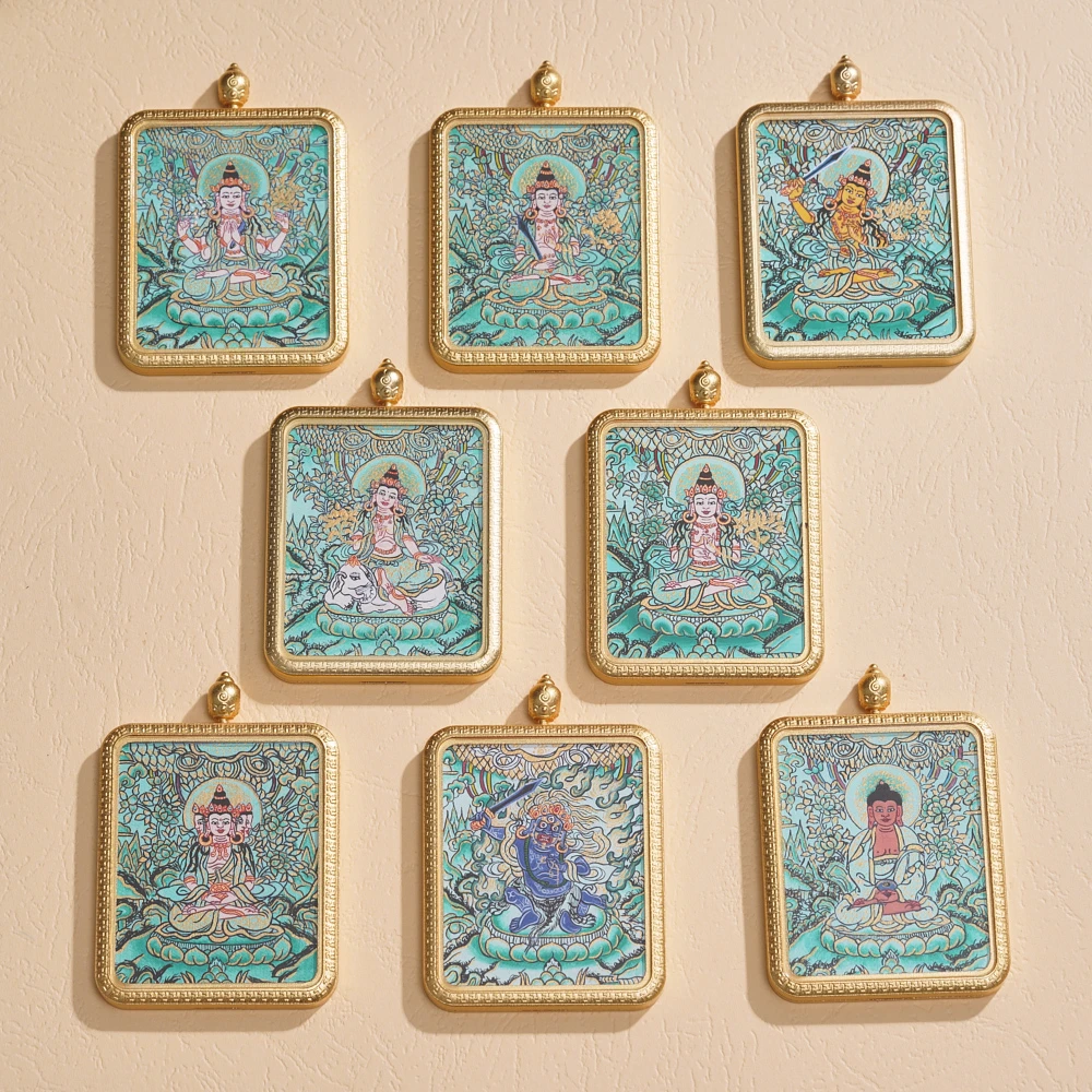 【云丹拉姆】热贡大师手绘丨八大绿唐吊坠多样性发一