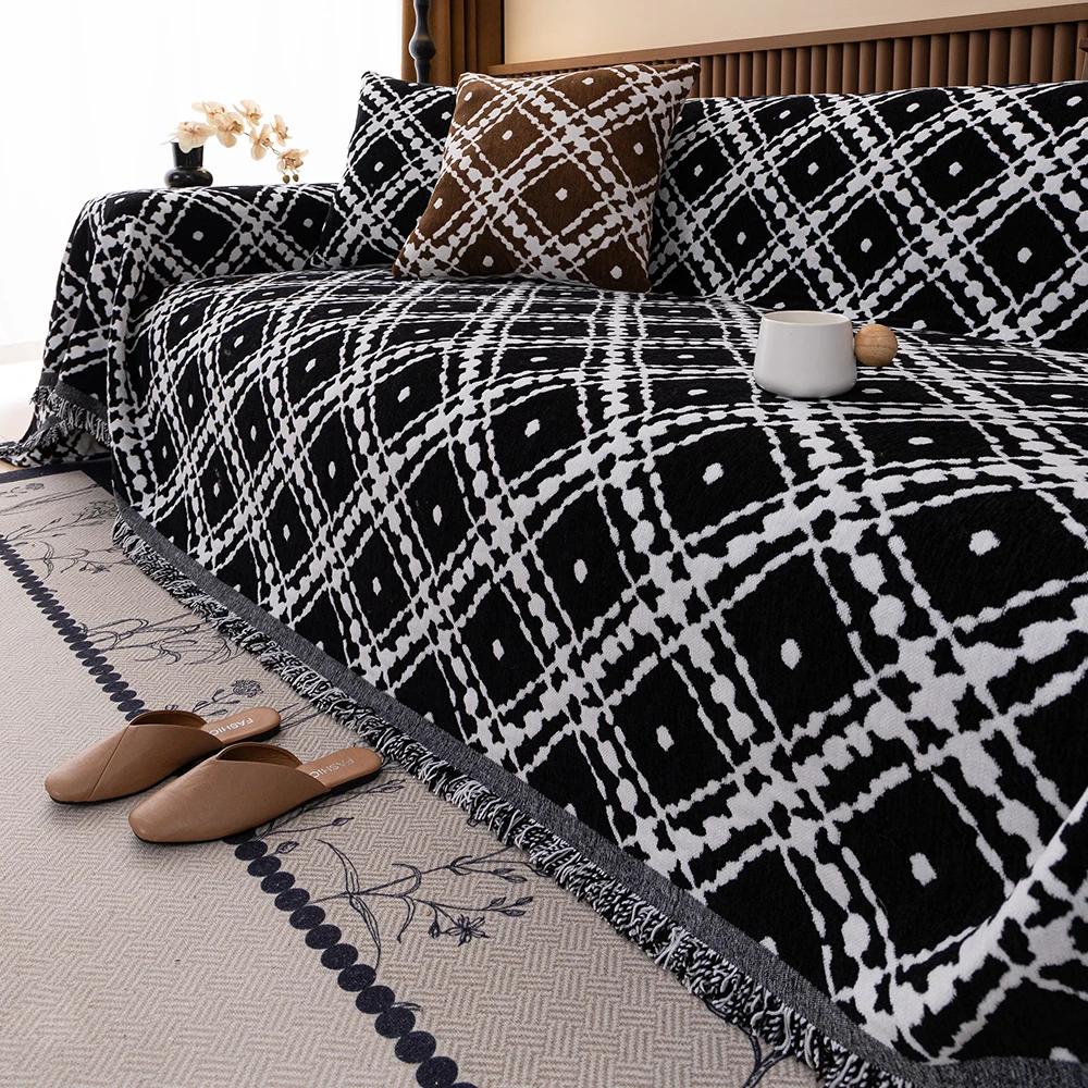 四季通用高级轻奢雪尼尔沙发巾盖布防滑沙发套罩子防猫抓沙发盖毯