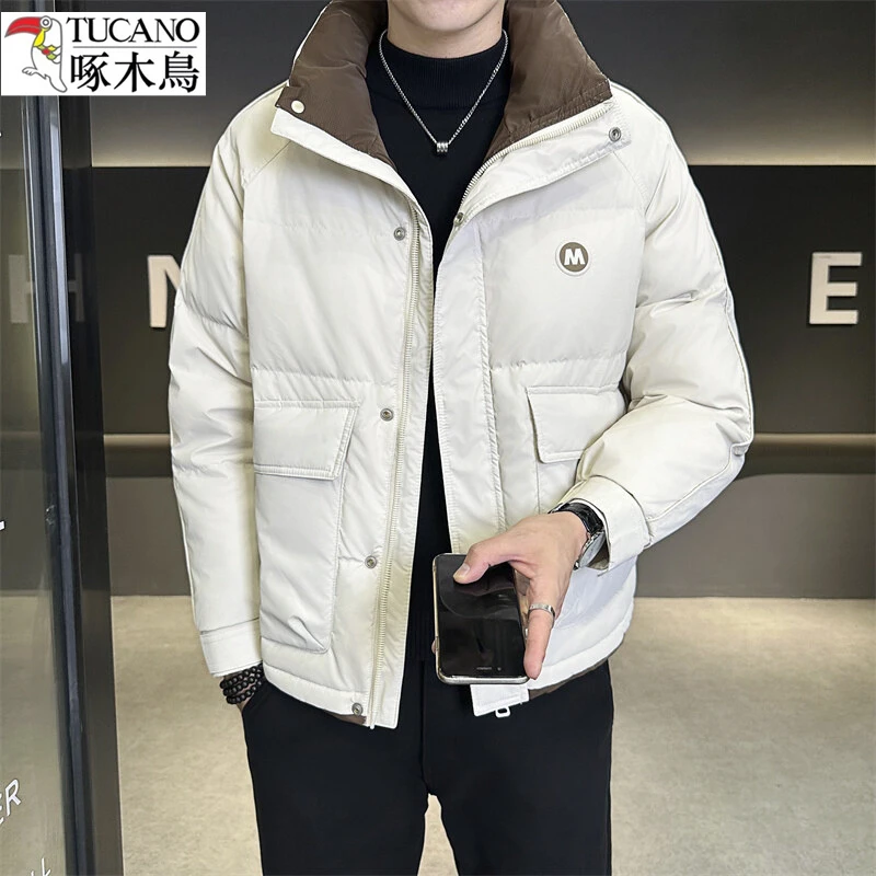 TUCANO/啄木鳥男士拼色时尚帅气立领加厚羽绒服外套保暖青年外套