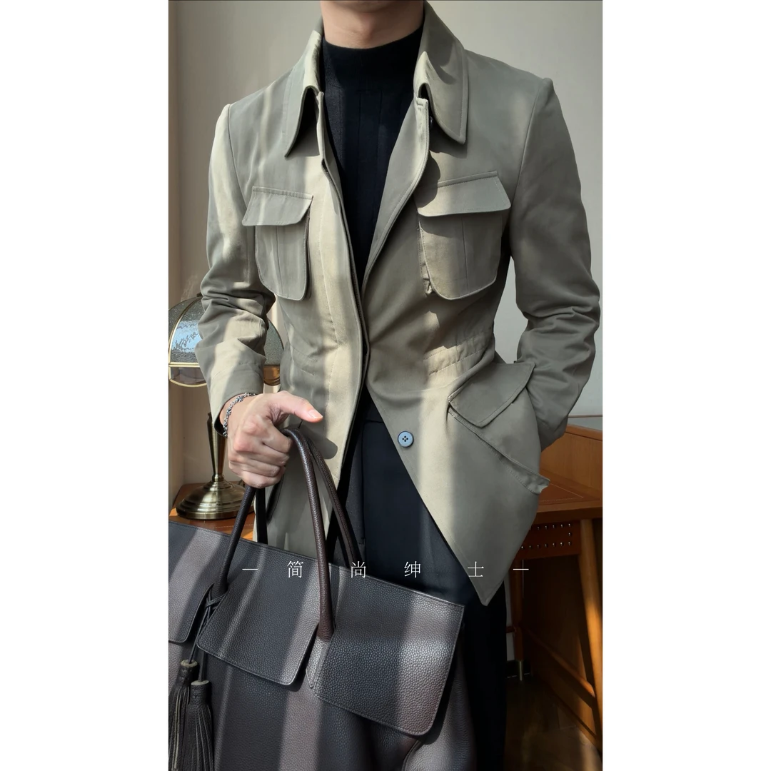 秋季新款纯棉半里衬复古绅士猎装夹克jk10