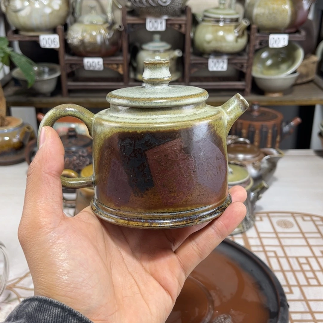 220cc白泥彩填柴烧精品德钟壶