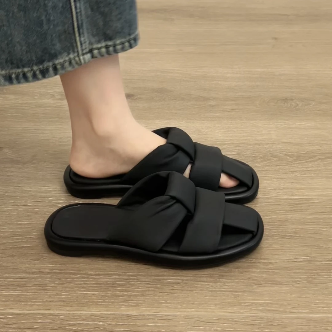 Dannyfreyins韩版镂空平底包头拖夏季小众简约软底防滑百搭凉拖