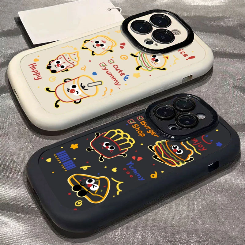 趣味汉堡适用iphone1716promax苹果1514手机壳泡芙13p12/11软硅胶