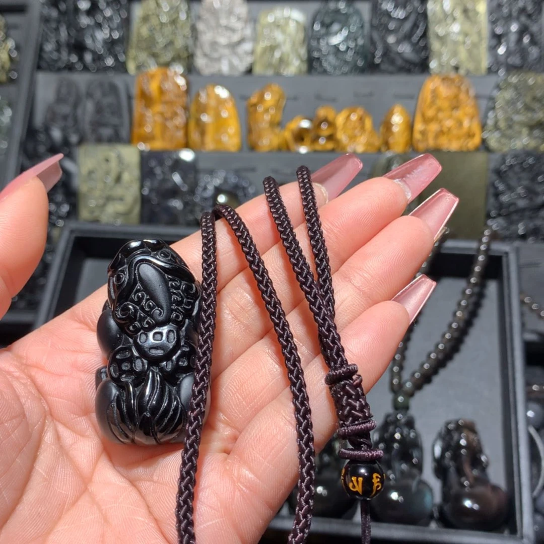 黑曜岩吊坠(赠链)未镶嵌用****8