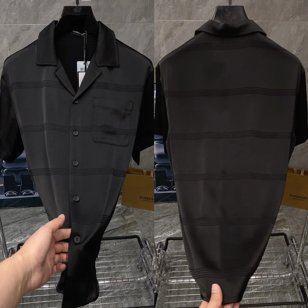 夏季新款男士轻奢时尚百搭高级感醋酸短袖衬衫 8115