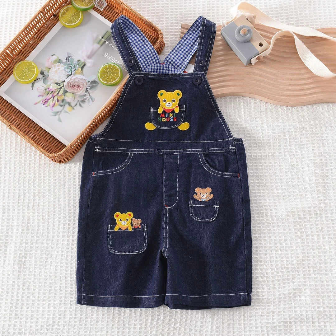 宝宝黄色口袋小熊背带裤