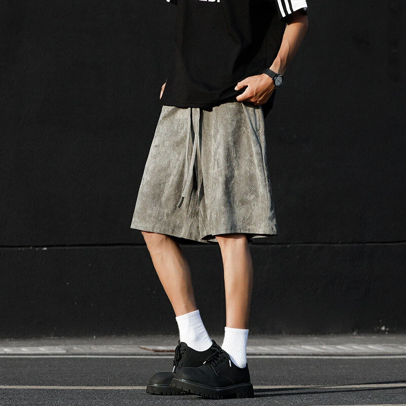 过膝运动短裤男夏季薄款青少年外穿宽松潮流休闲五分跑步沙滩裤子