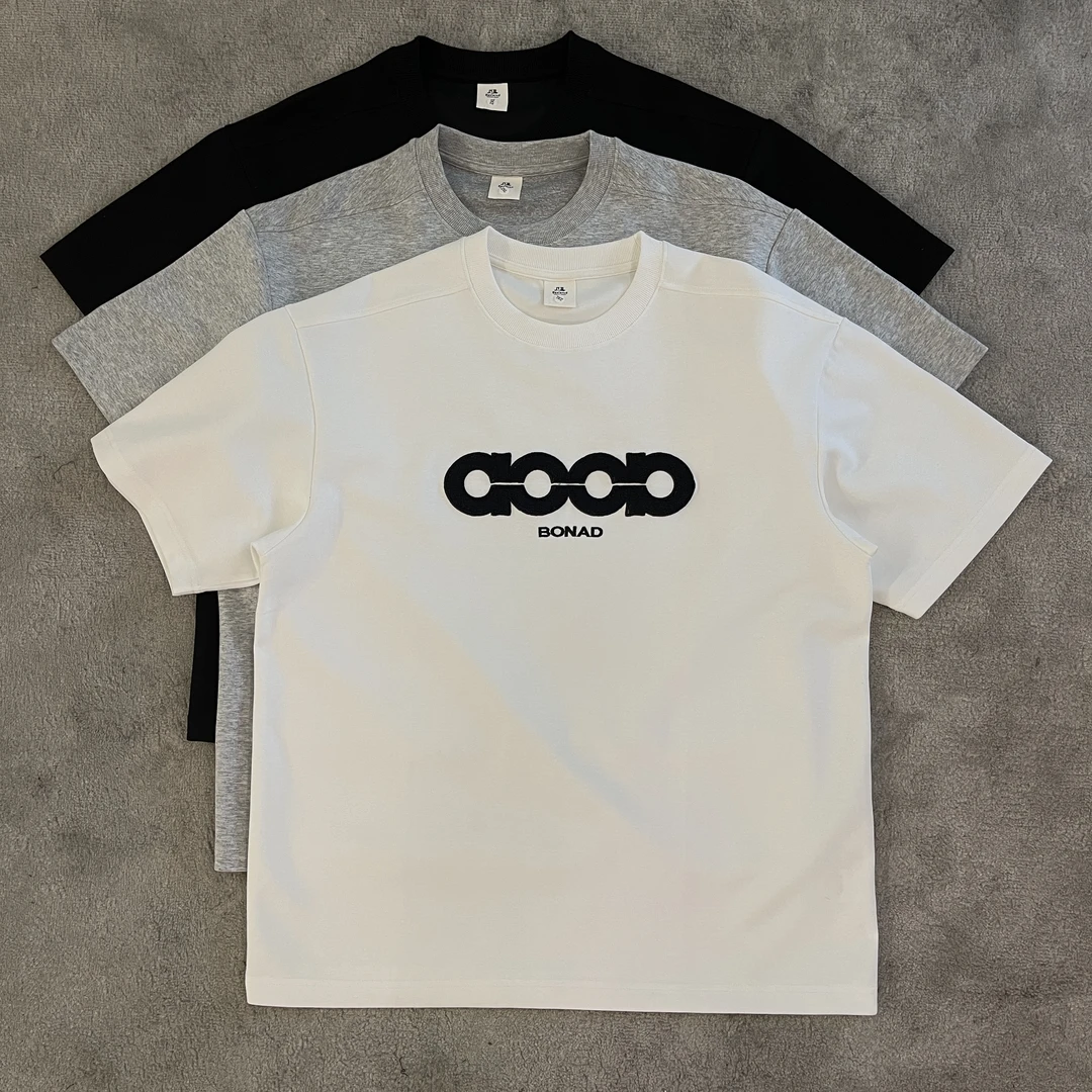 2025夏新款太空棉刺绣美式男T恤舒适透气吸汗清凉百搭休闲短袖