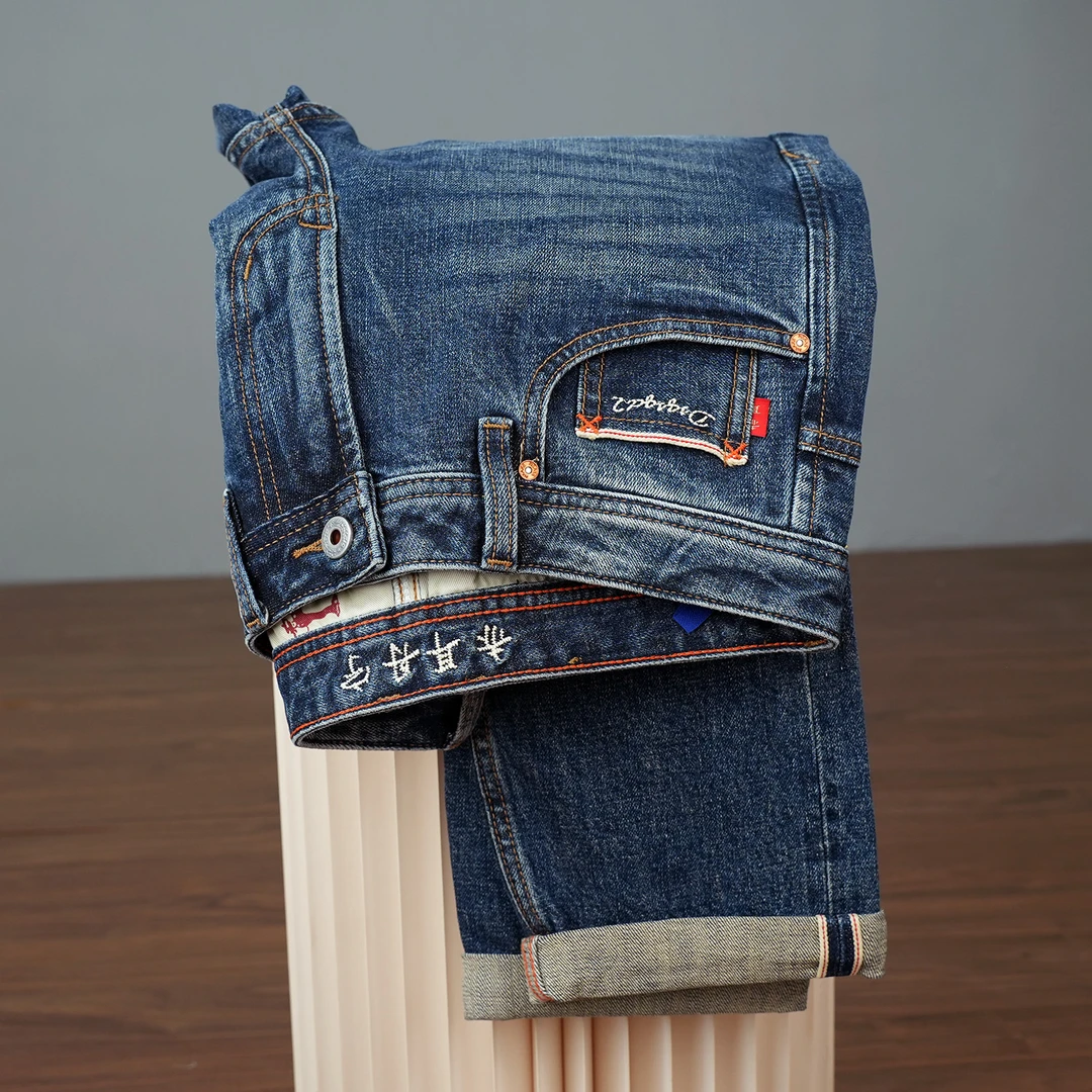 潮流赤耳丹宁男牛仔裤子893秋冬厚款牛仔裤修身直筒百搭复古男裤