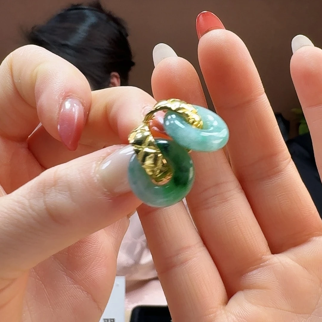 翡翠耳饰银S925镶嵌耳饰