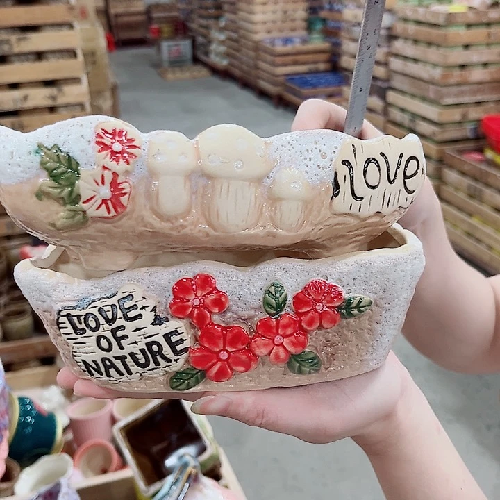 有孔.凑单10元陶瓷花盆发货！