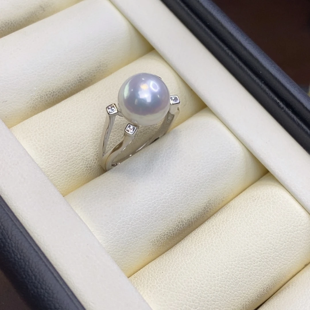 戒指银S925镶嵌淡水珍珠特价