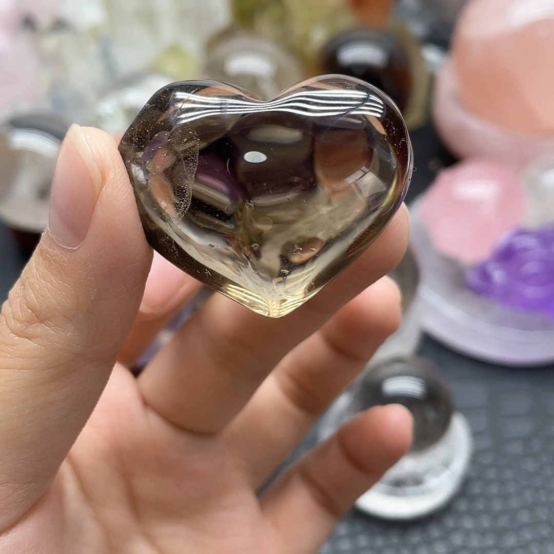 水晶合金珠宝半成品1号茶晶爱心