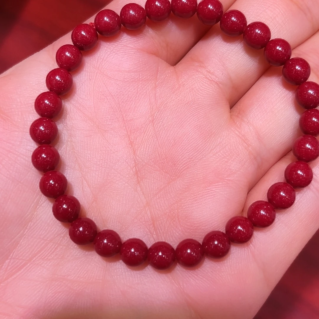 天然辰砂紫金砂6m30颗手链