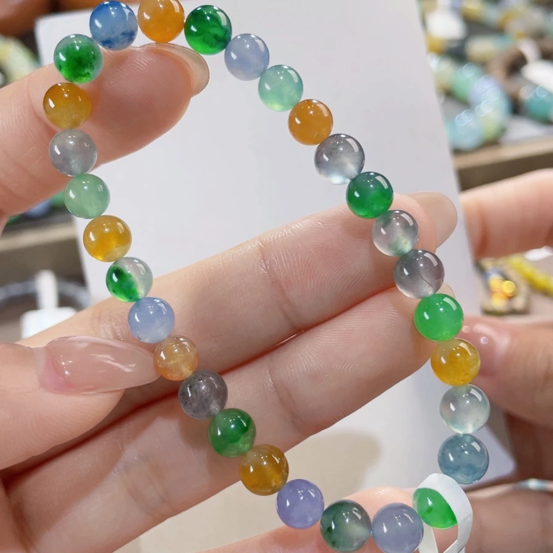 未镶嵌手链翡翠冷艳彩虹