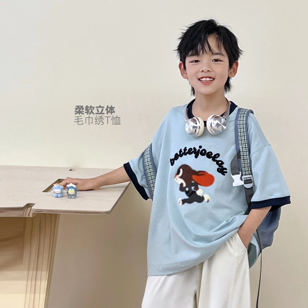 男童短袖t恤薄款刺绣夏装帅气透气半袖帅上衣时尚潮流5059749O8