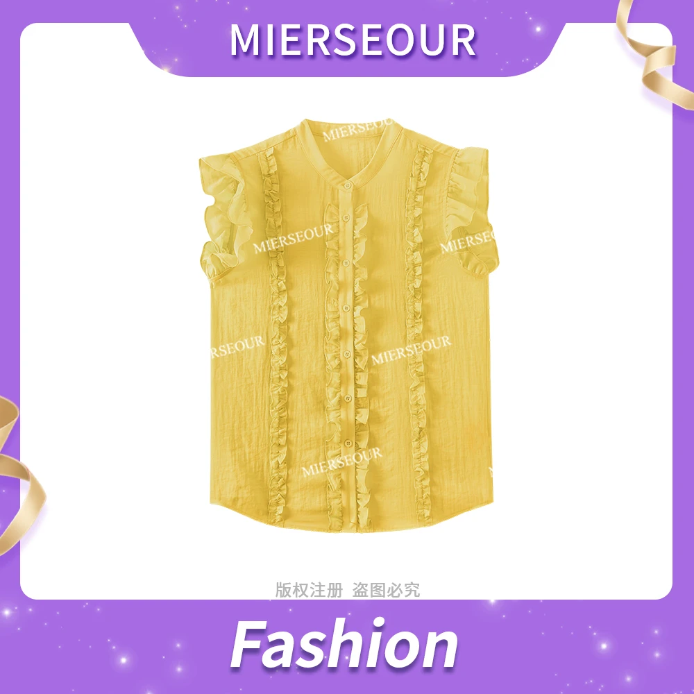 【缤纷夏日】萝莉甜美荷叶花边衬衫上衣5529