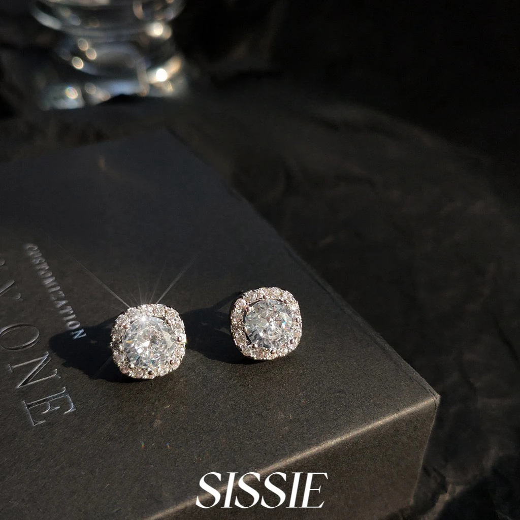 铜合金锆石耳饰 法式轻奢温柔高级简约耳钉设计感耳环