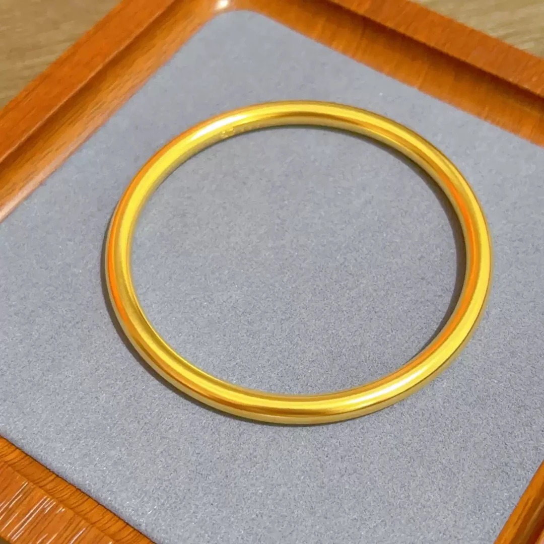 铜合金手镯 高定版亮面新中式5N莲花素圈传承30-35克左右