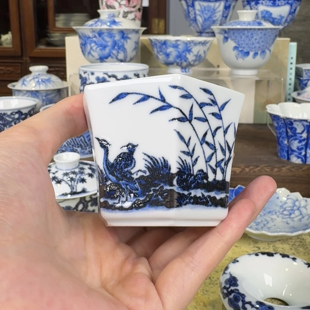 松风馆藏新品六方杯芦雁图