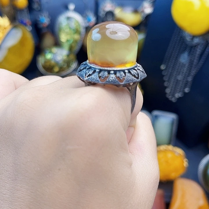 琥珀银S925镶嵌裸石