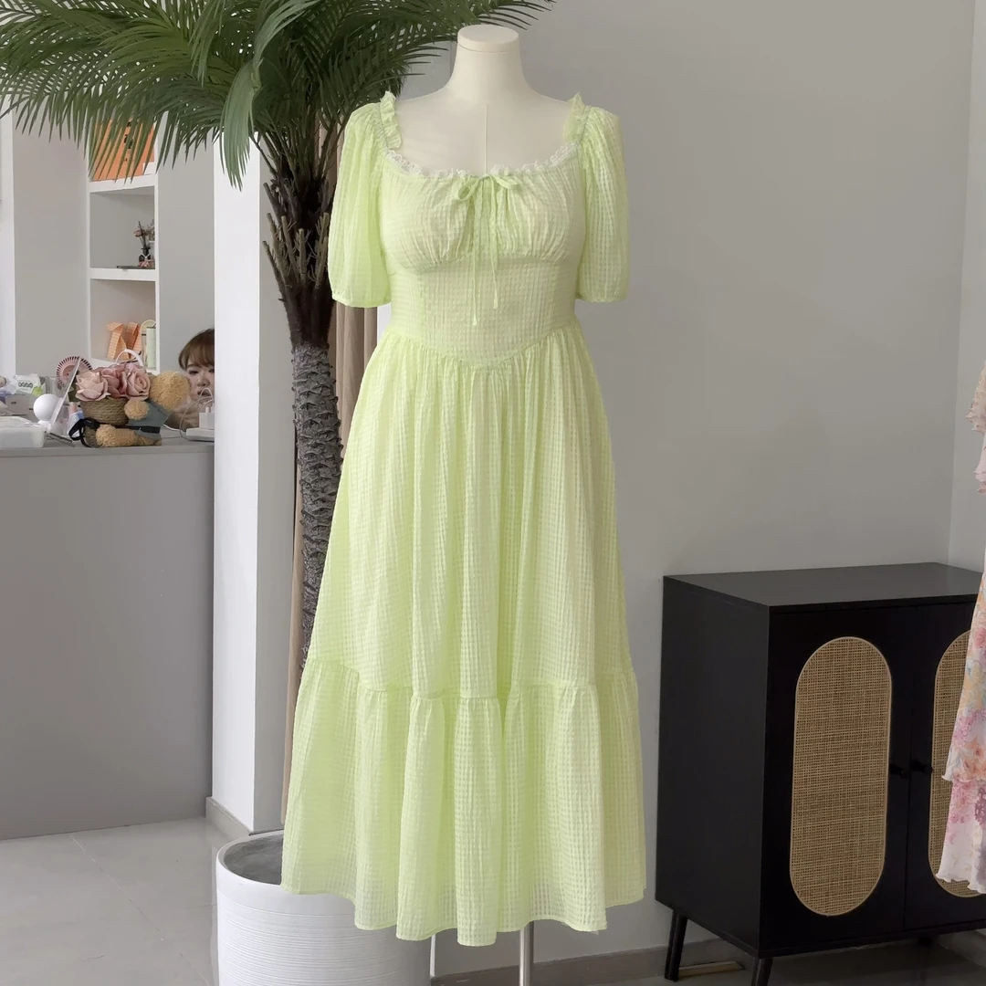 夏日气泡水｜大码清新女胖mm长裙夏季流行穿搭风格减龄显瘦连衣裙