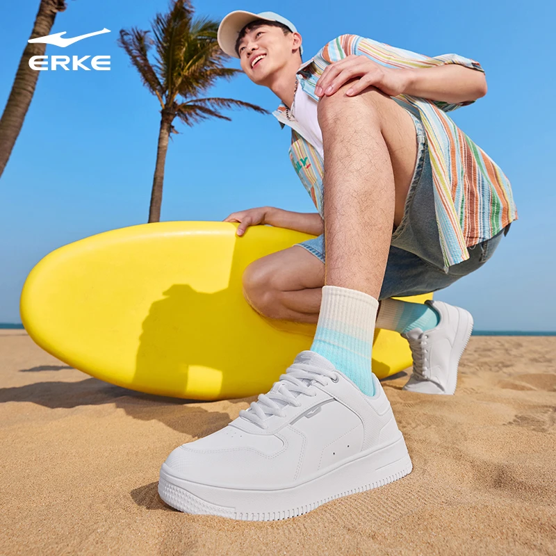 雾竹2丨鸿星尔克厚底增高休闲滑板鞋新款男子复古板鞋百搭小白鞋