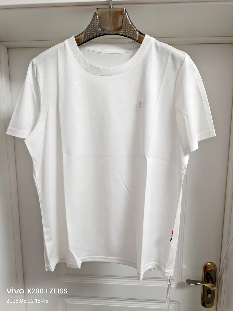 【美田定制】夏季透气短袖宽松休闲纯色简约刺绣0圆领