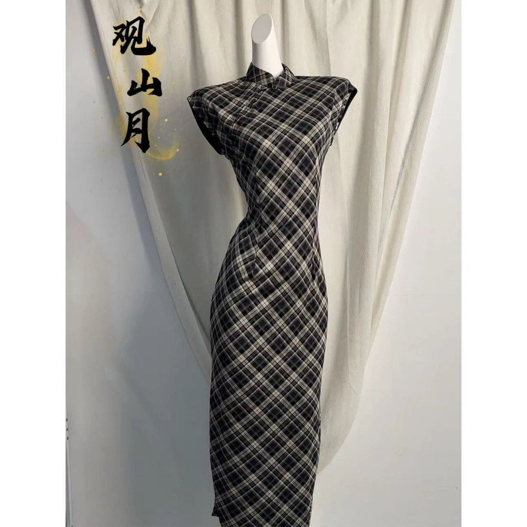 观山月【今禾】新款文艺有弹性显气质旗袍裙 S-3XL