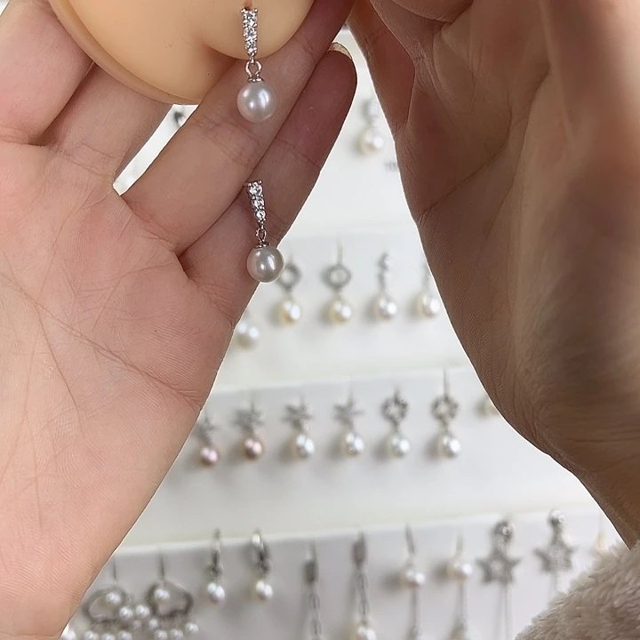 耳饰淡水珍珠银S925镶嵌