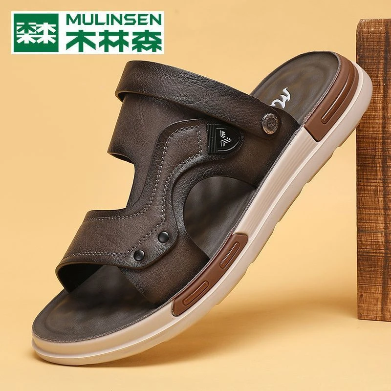 木林森男士凉鞋2025夏季新款休闲拖鞋防滑男款开车软底两用沙滩鞋